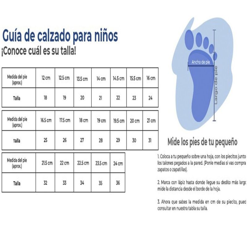 Size Chart Nia Tabla De Size De Calzados Bubblegummers Zapatos De