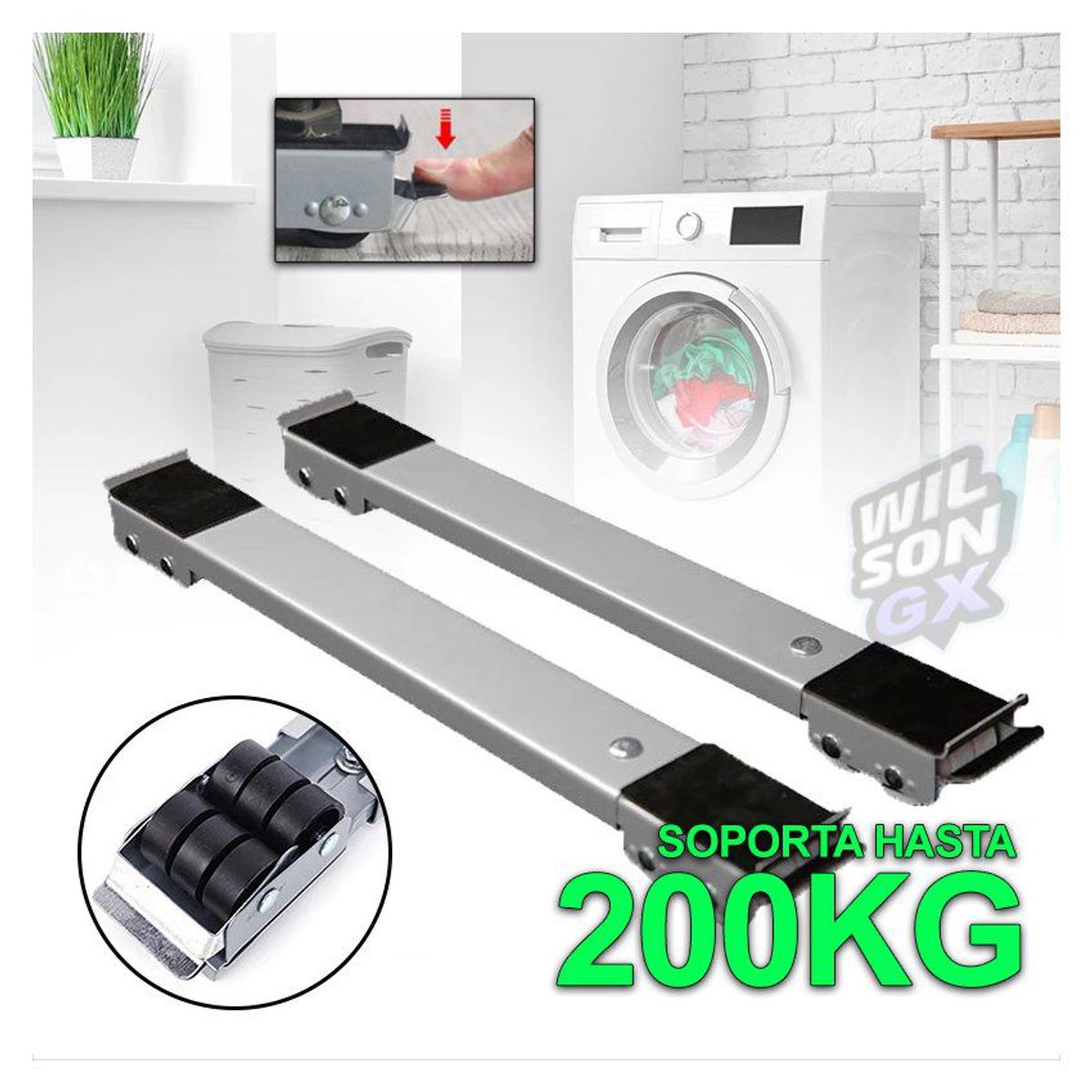 GENERICO - Soporte base metal ruedas lavadora refrigeradora