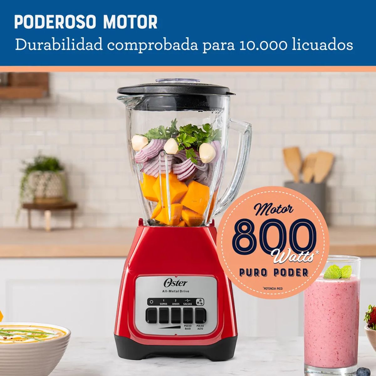 OSTER - Licuadora Oster® 2 Velocidades con Pulso BLSTKAGRPB - ROJA