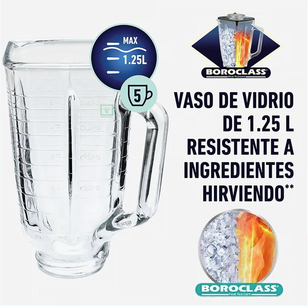 OSTER - Vaso de vidrio refractorio pirex para licuadoras