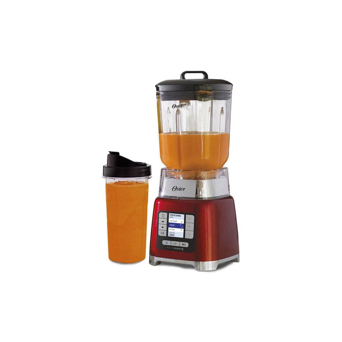 OSTER - Licuadora Oster ActiveSense 2L 1100W con Blend-N-Go BLSTTDGRBG Rojo