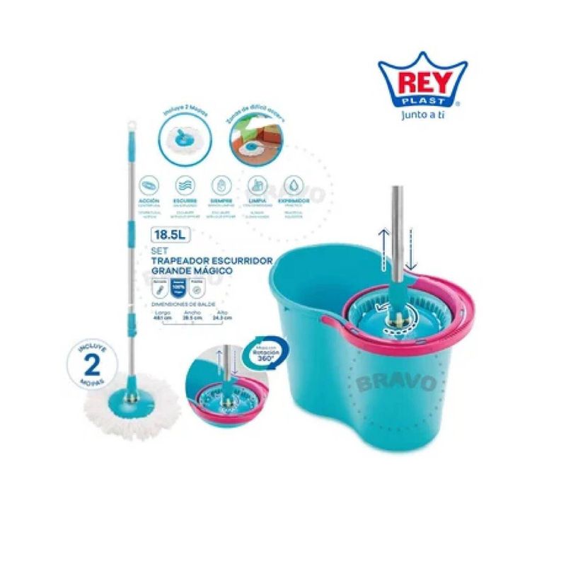 REYPLAST - Trapeador escurridor magico inteligente reyplas