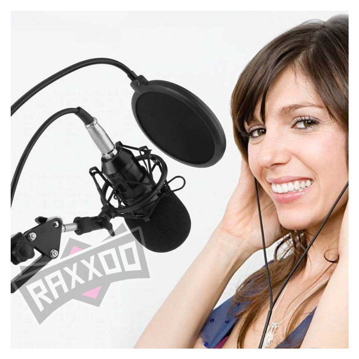 GENERICO - Micrófono condensador usb con brazo soporte anti pop profesional pc