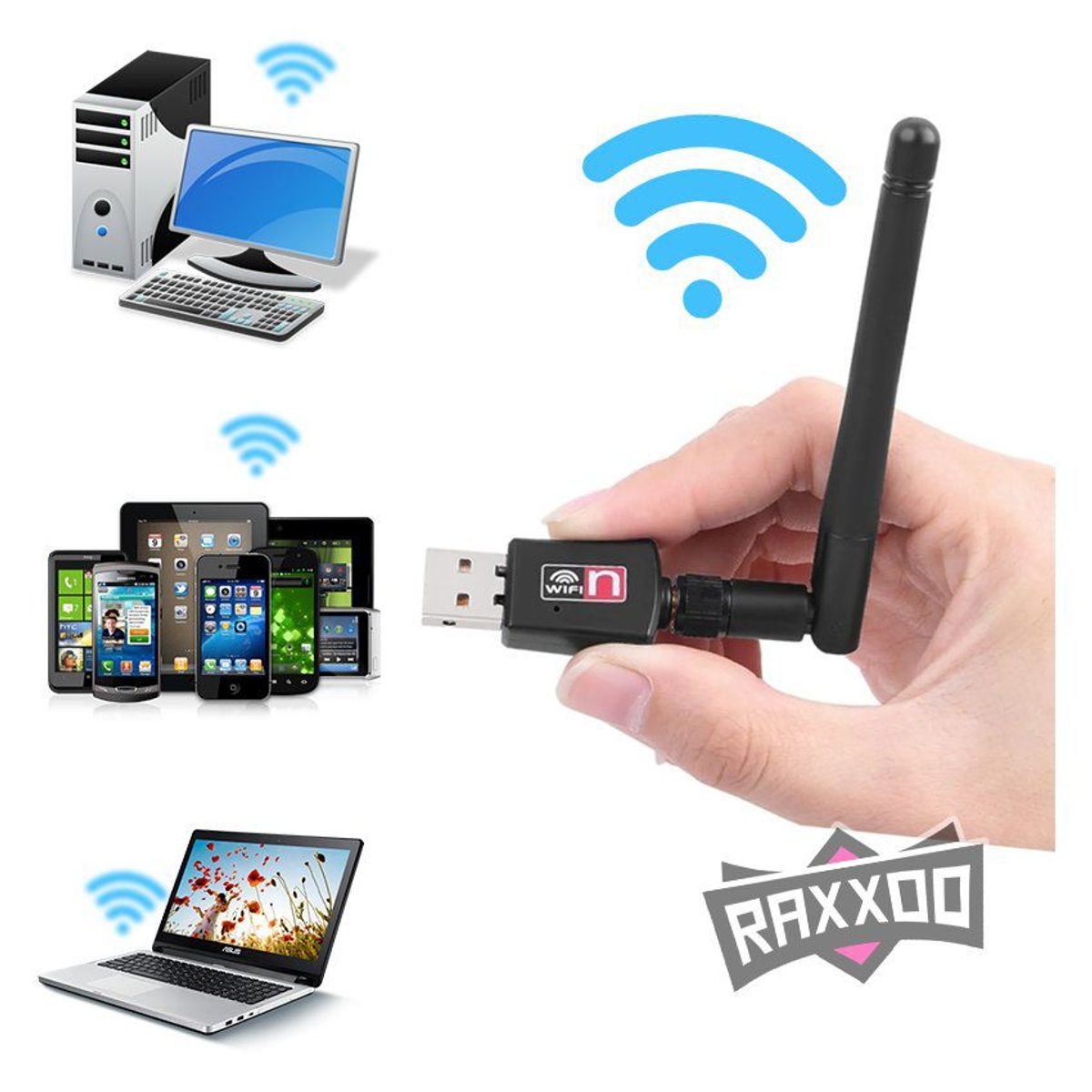GENERICO - Antena wifi usb inalambrico adaptador internet p/ laptop pc 1200 mbps