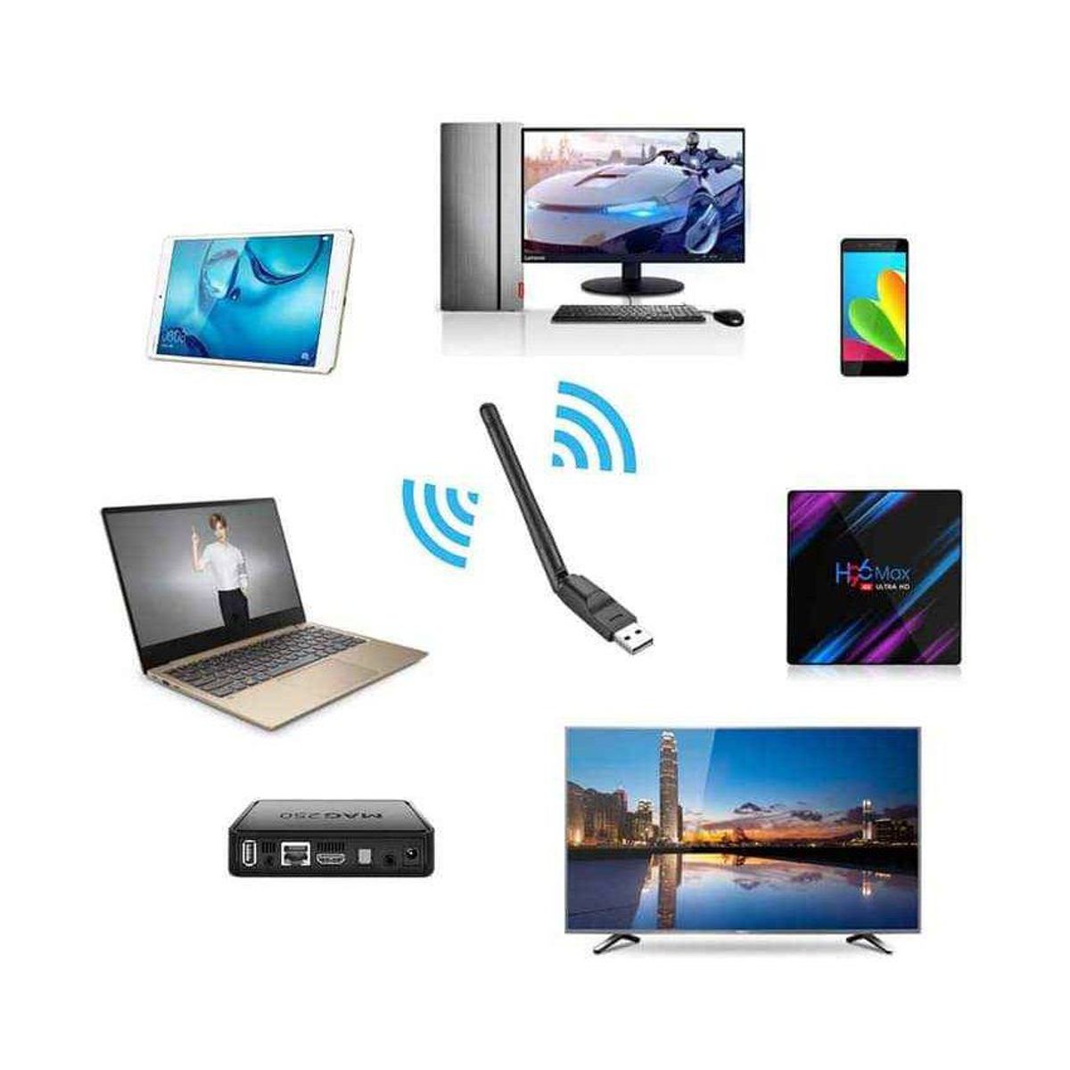 GENERICO - Antena wifi usb inalambrico adaptador internet p/ laptop pc 1200 mbps