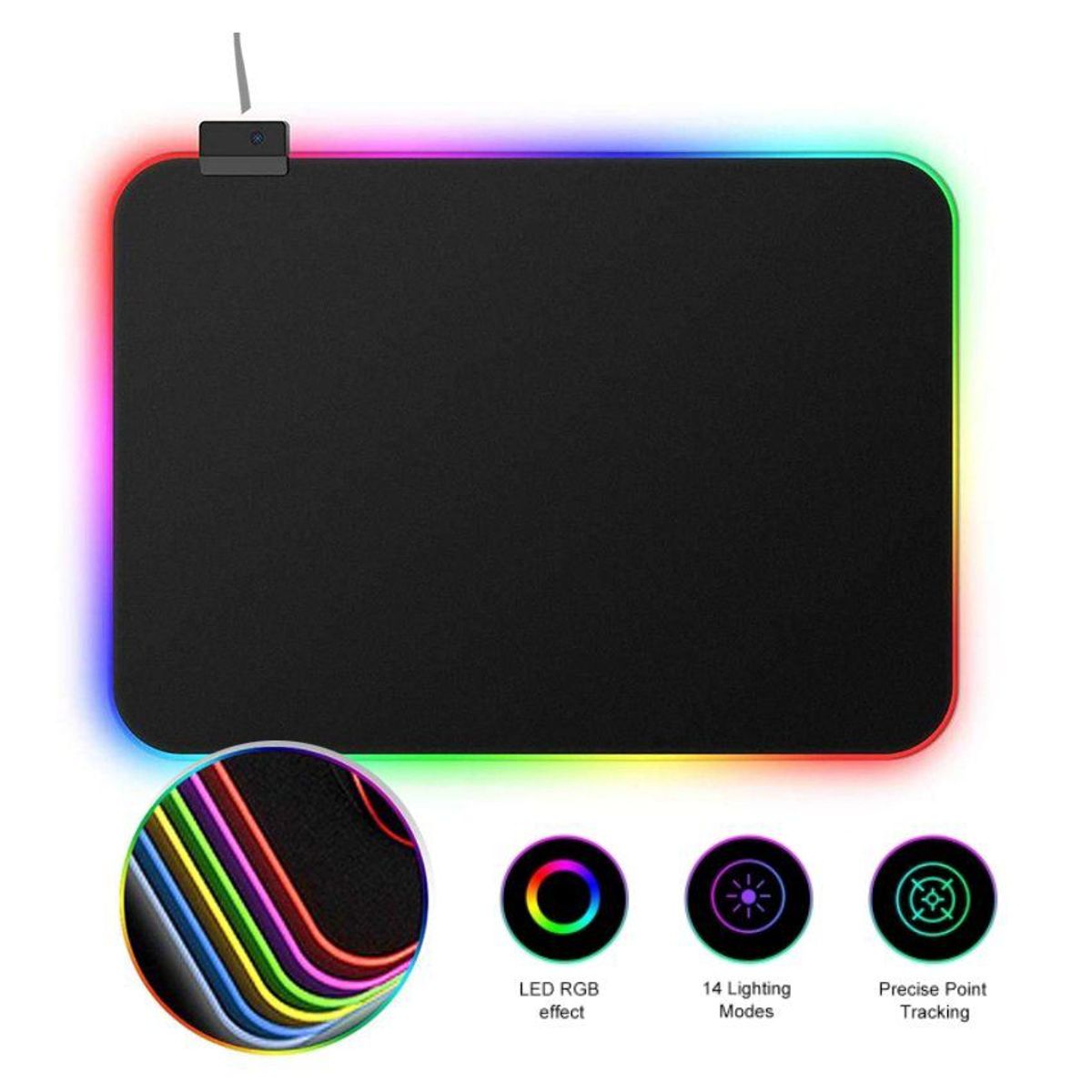 GENERICO - Mouse pad gamer led luces rgb mousepad 35 x 25 iluminado