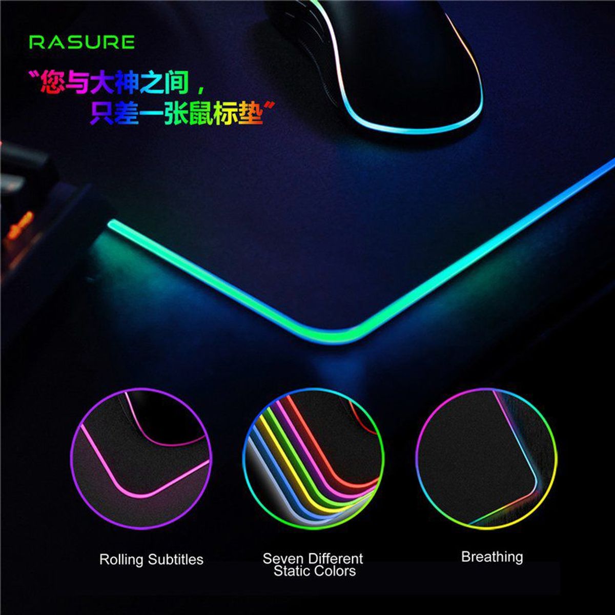 GENERICO - Mouse pad gamer led luces rgb mousepad 35 x 25 iluminado