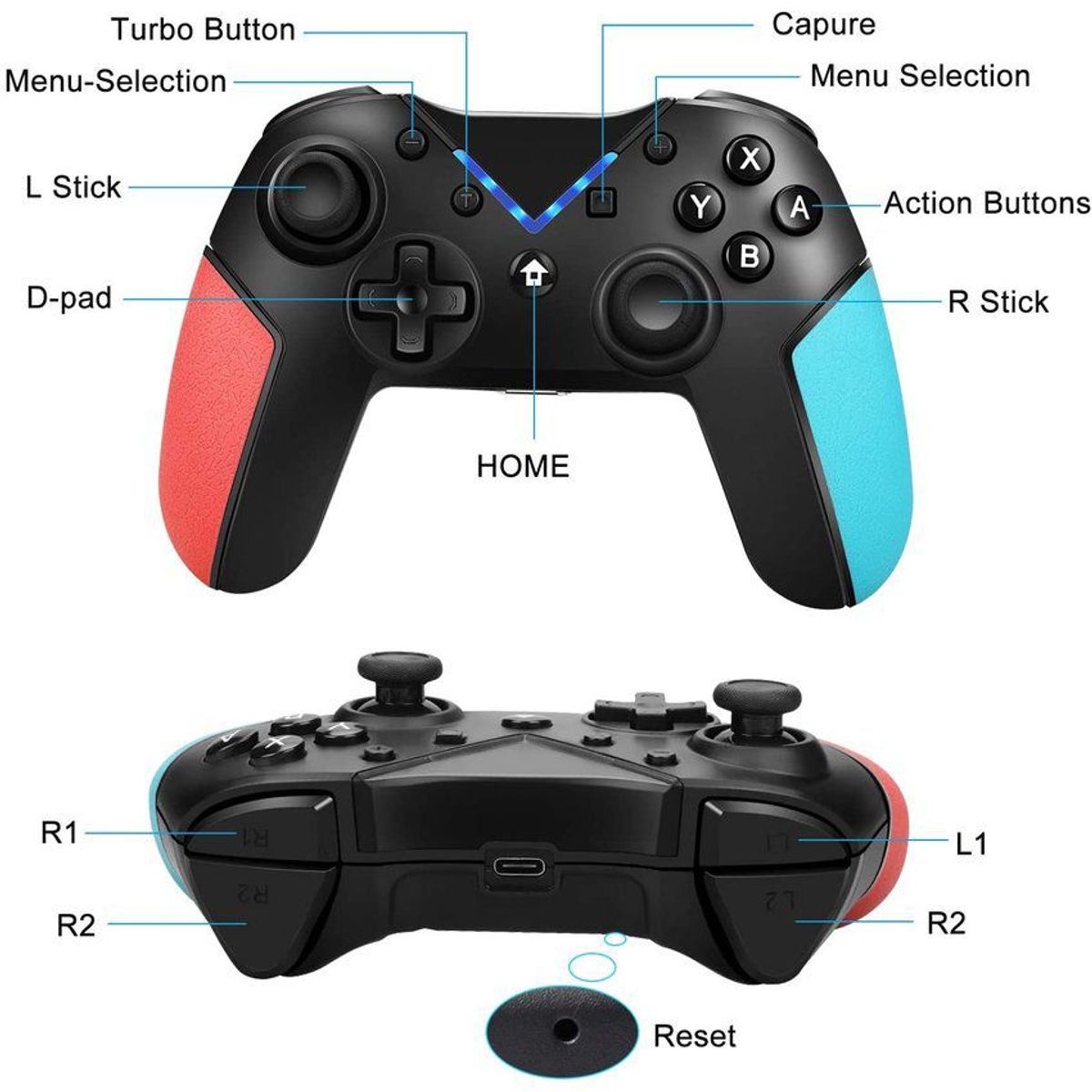 GENERICO - Mando para nintendo switch pro inalámbrico controller compatible pc