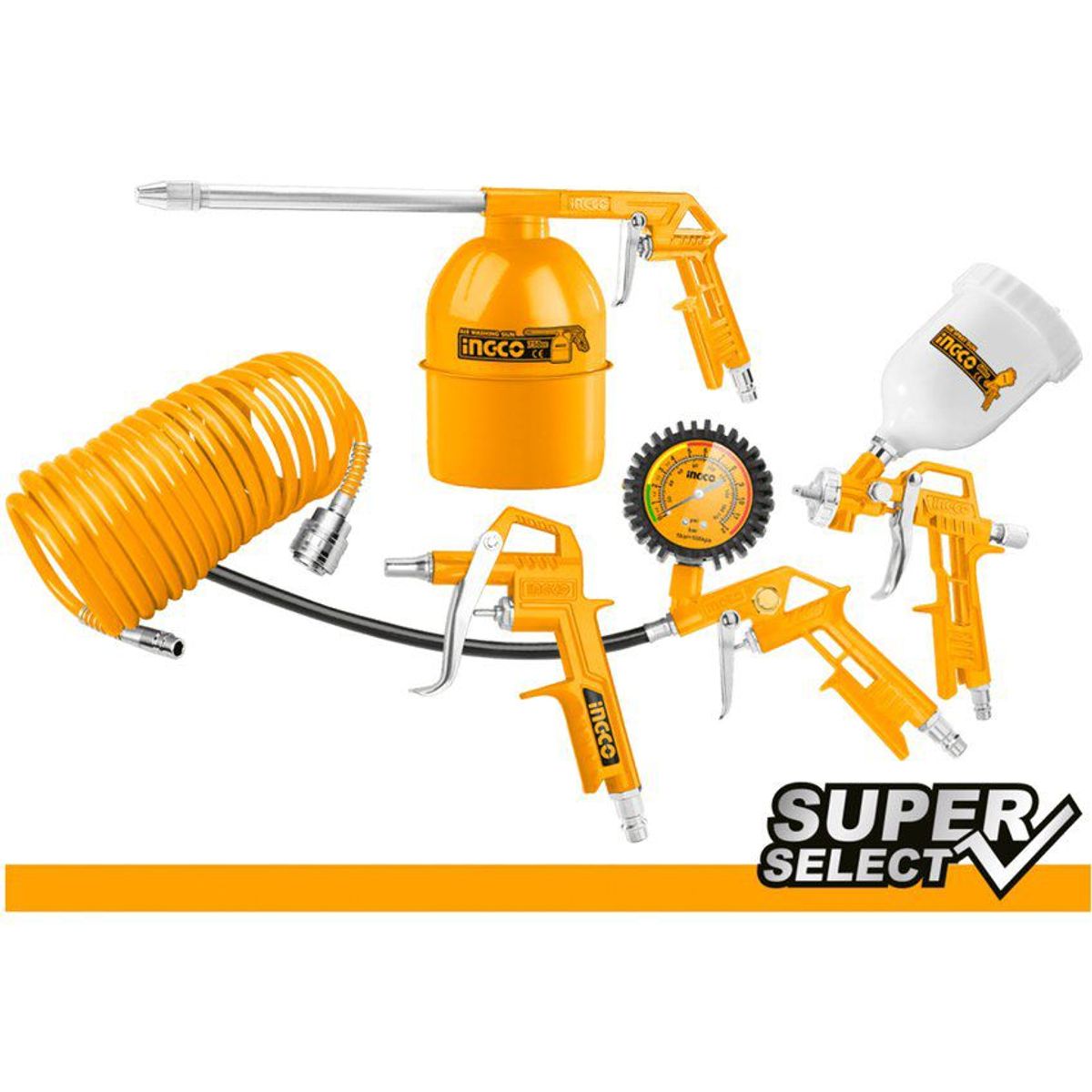 INGCO TOOLS - Kit Compresor de Aire 5 Pcs Neumatico Ingco  Akt0053-1