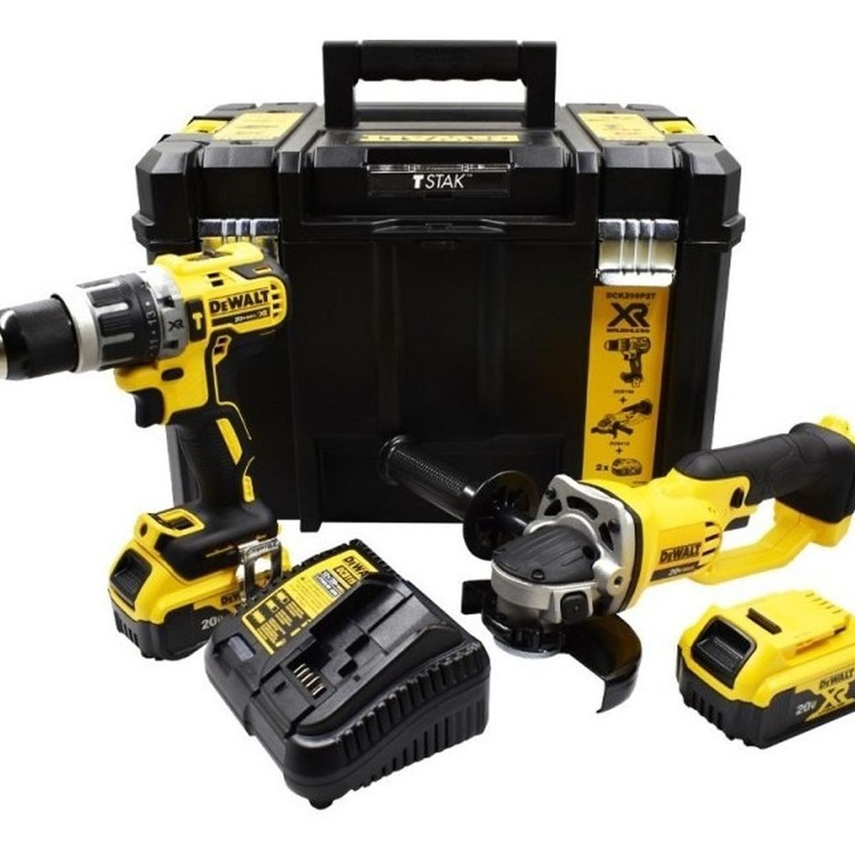 DEWALT - Taladro Percutor+amoladora 20v+caja T-stak Dck209p2t Dewalt