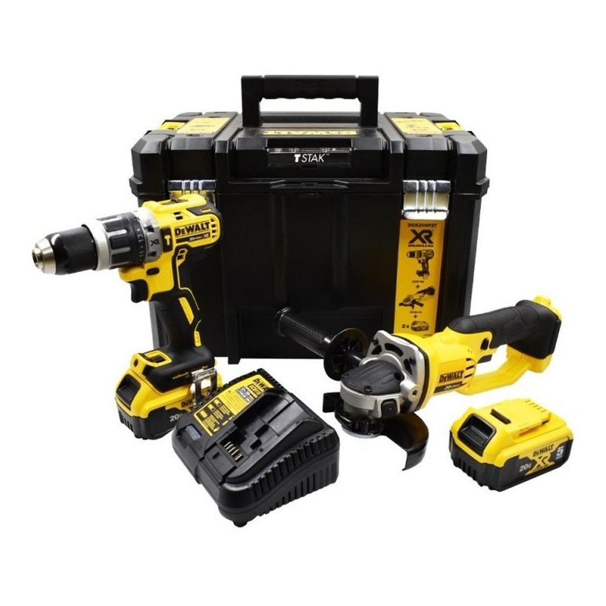DEWALT - Taladro Percutor+amoladora 20v+caja T-stak Dck209p2t Dewalt