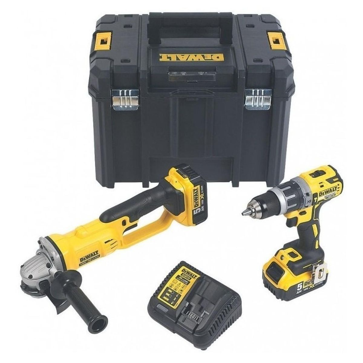 DEWALT - Taladro Percutor+amoladora 20v+caja T-stak Dck209p2t Dewalt