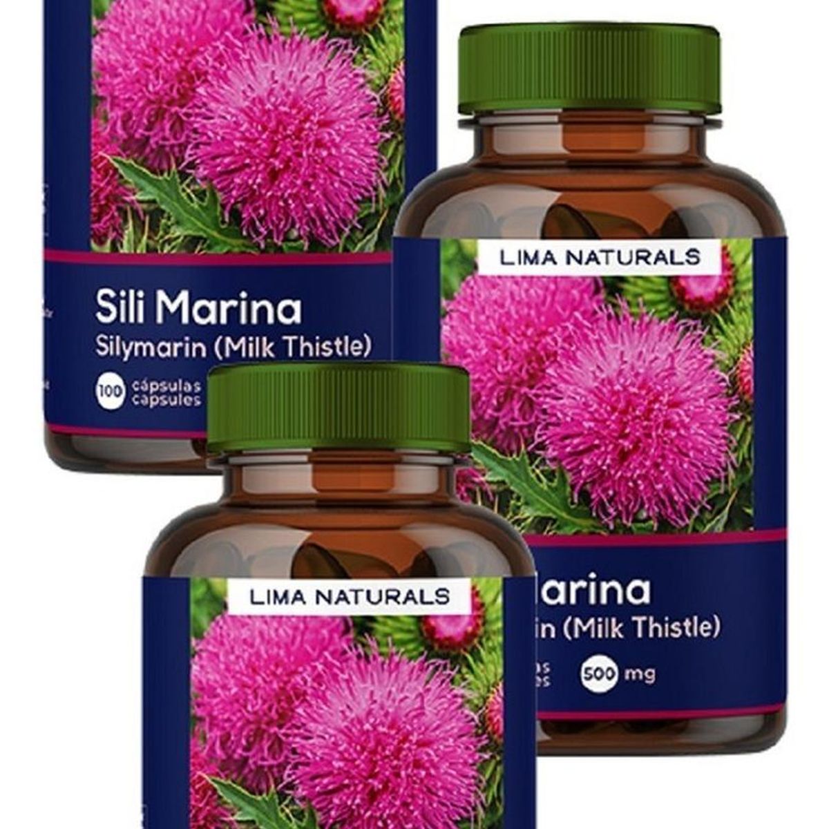 LIMA NATURALS - Pack 03 Frascos Sili Marina Lima Naturals 100 Capsulas