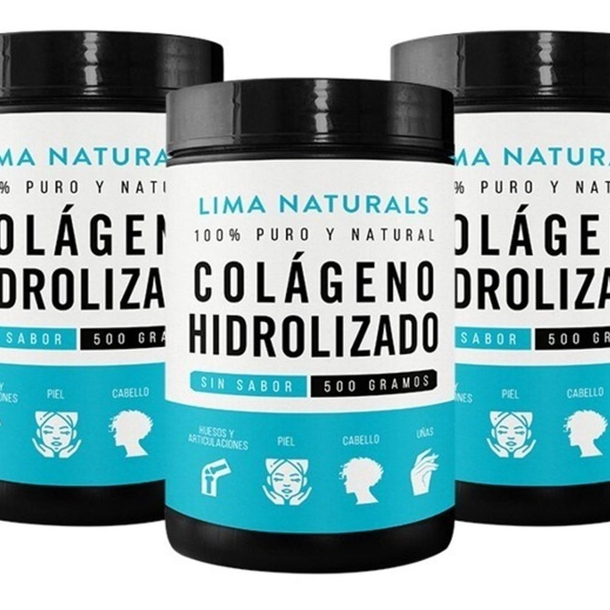 LIMA NATURALS - Pack 03 Pomos Colageno Hidrolizado Sin Sabor Lima Naturals 500 gr