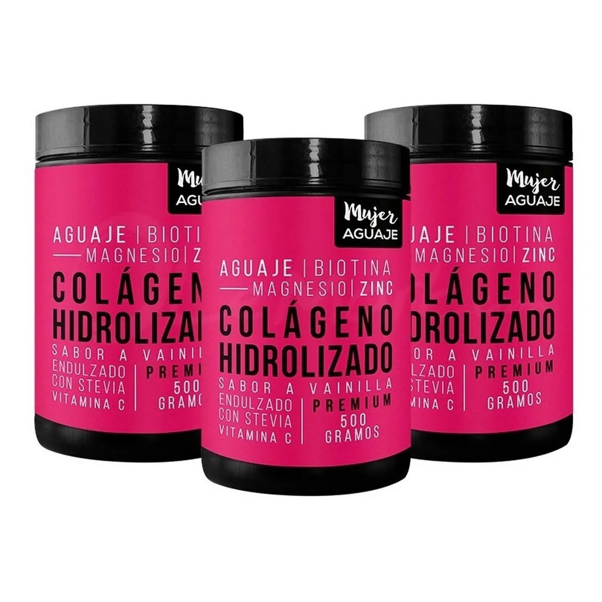 MUJER AGUAJE - Colágeno Hidrolizado Vainilla 500G X 3