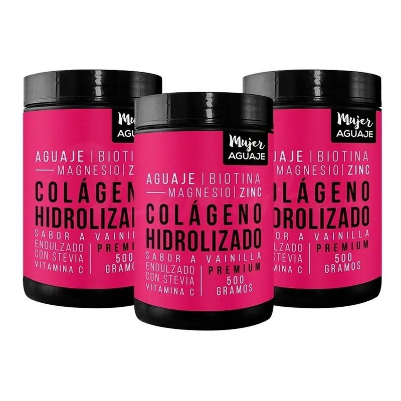 MUJER AGUAJE - Colágeno Hidrolizado Vainilla 500G X 3