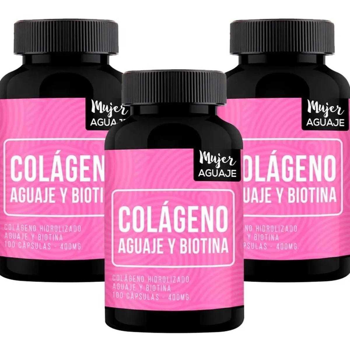 LIMA NATURALS - Pack 03 Frascos Colágeno, Aguaje & Biotina 100 Cápsulas Mujer Aguaje