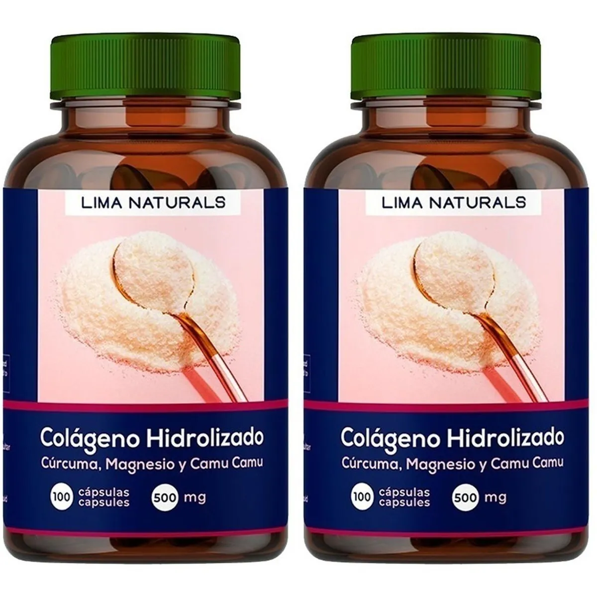 LIMA NATURALS - Colágeno Hidrolizado, Cúrcuma, Magnesio & Camu Camu Lima Naturals 100 cápsulas Pack x 2