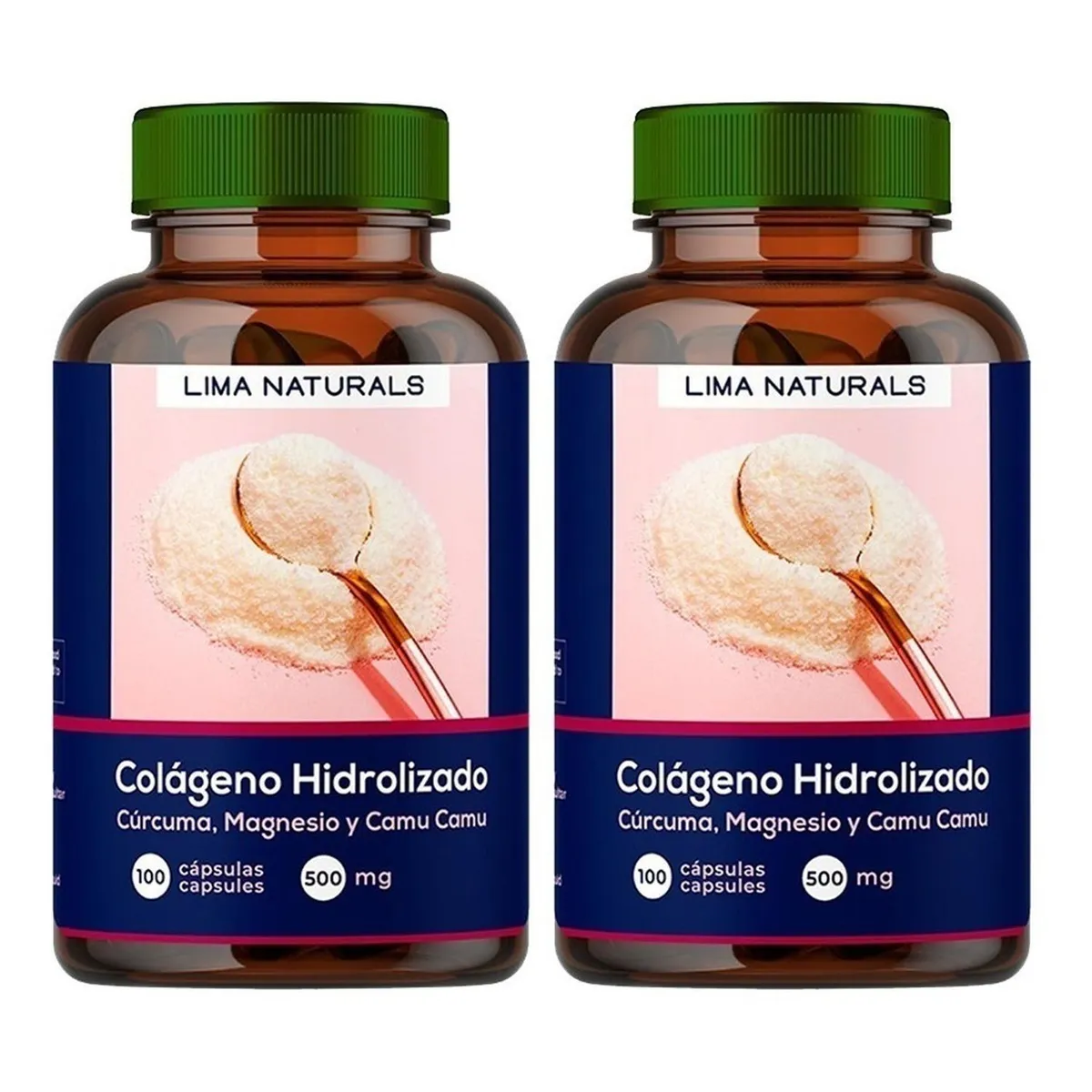 LIMA NATURALS - Colágeno Hidrolizado, Cúrcuma, Magnesio & Camu Camu Lima Naturals 100 cápsulas Pack x 2
