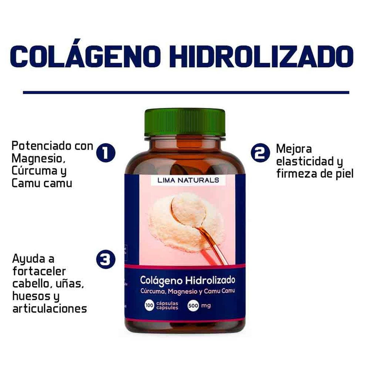 LIMA NATURALS - Colágeno Hidrolizado Lima Naturals X3 100 Cápsulas C/U