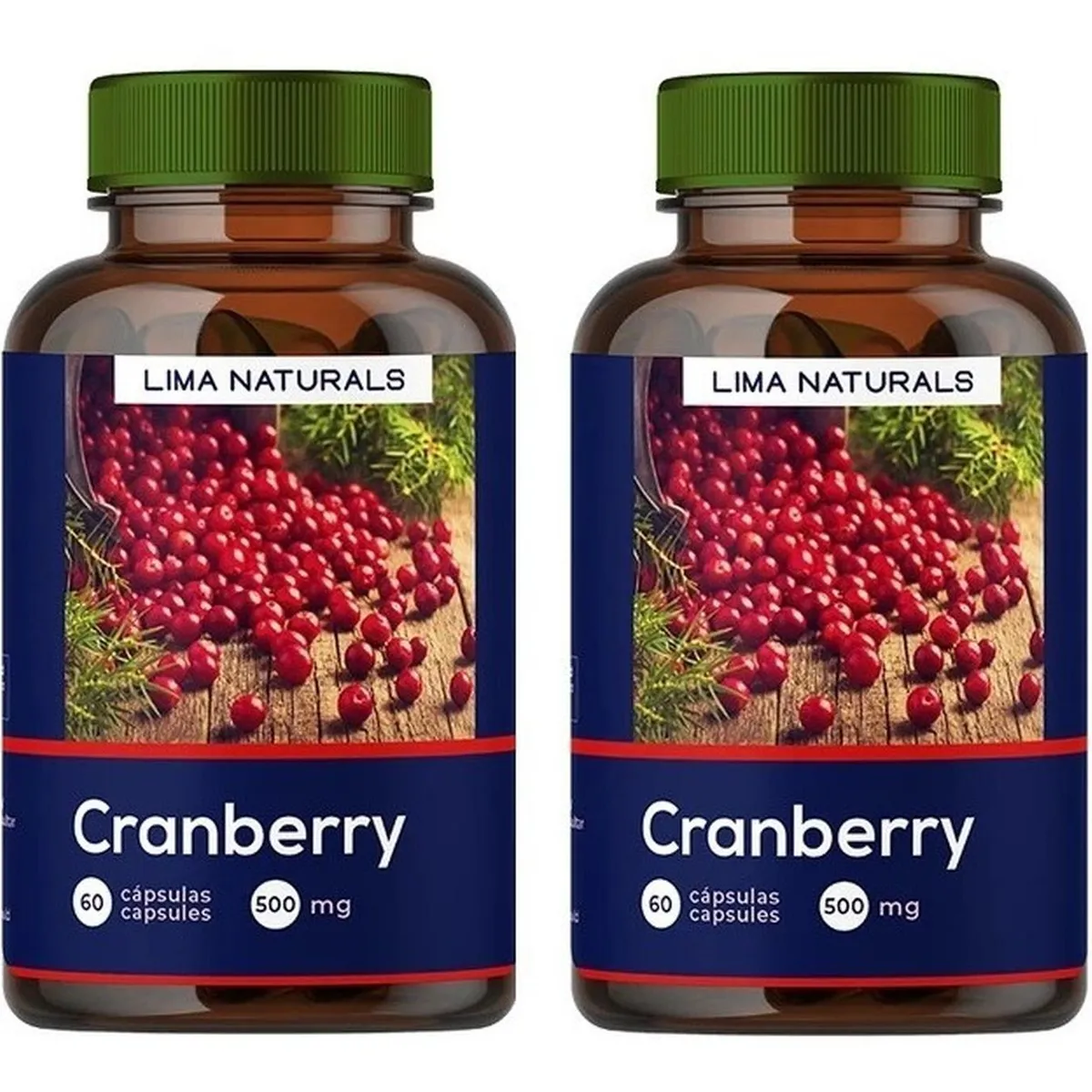 LIMA NATURALS - Pack 02 Frascos Cranberry Lima Naturals 60 Capsulas