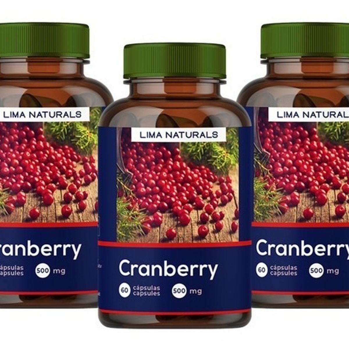 LIMA NATURALS - Pack 03 Frascos Cranberry Lima Naturals 60 Capsulas