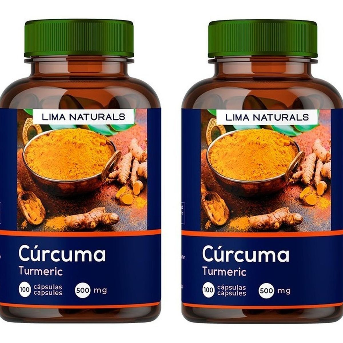 LIMA NATURALS - Pack 02 Frascos Curcuma Lima Naturals 100 Capsulas