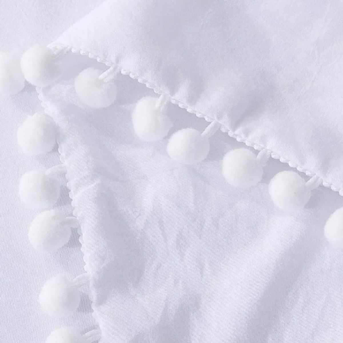 ISATEX HOME - Funda De Plumón King Pompones De Algodón Pima Blanco