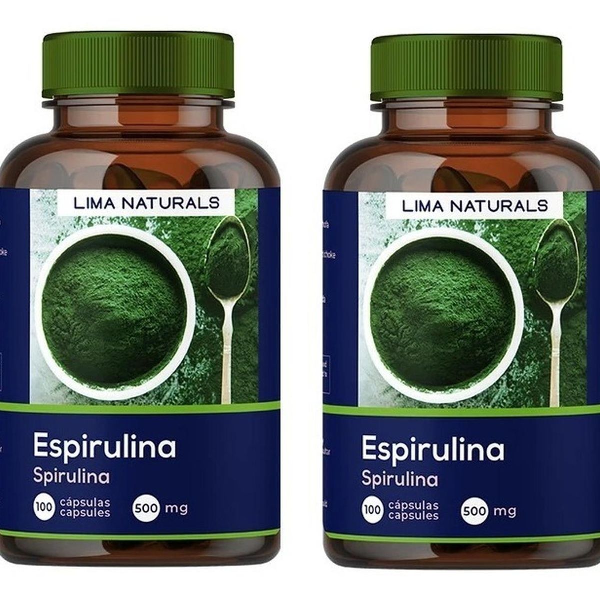 LIMA NATURALS - Pack 02 Frascos Espirulina Lima Naturals 100 Capsulas