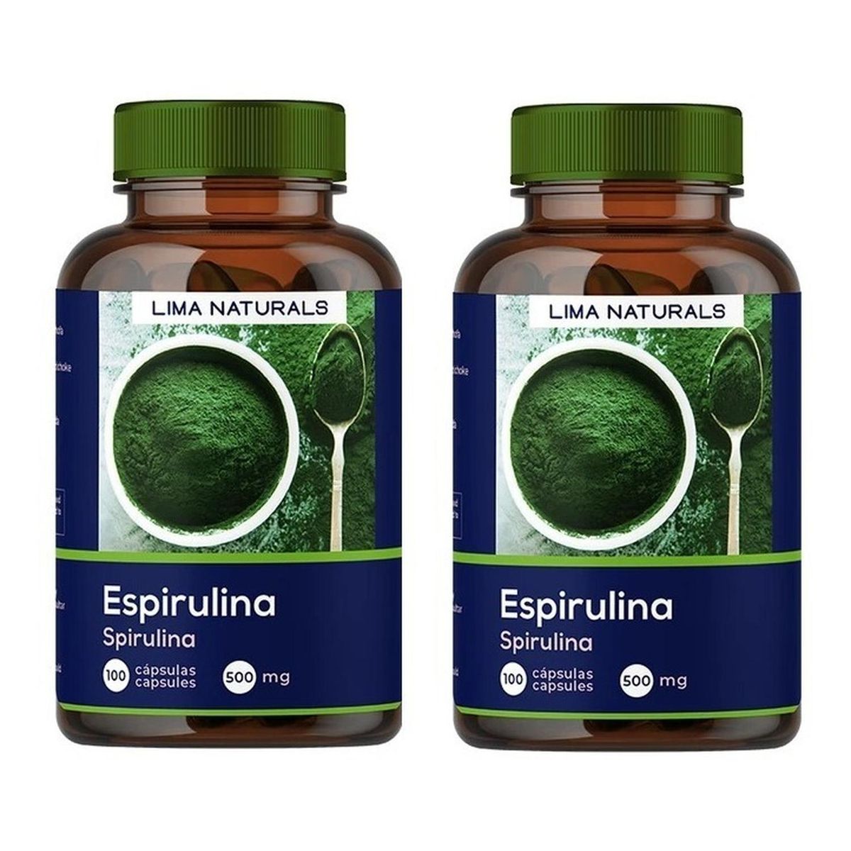 LIMA NATURALS - Pack 02 Frascos Espirulina Lima Naturals 100 Capsulas