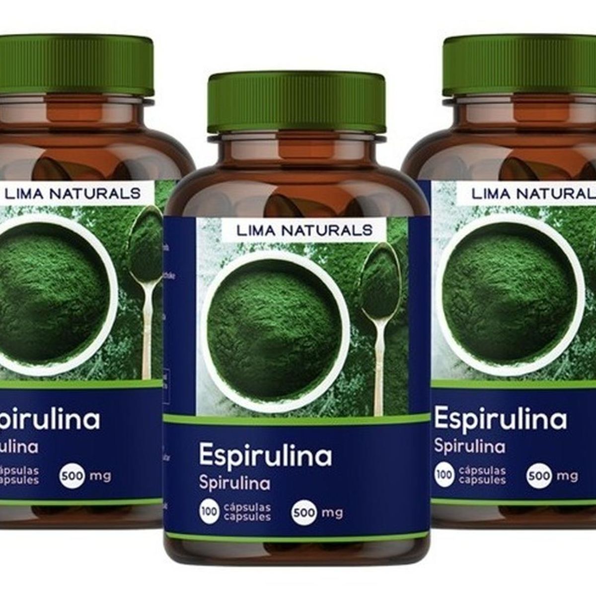LIMA NATURALS - Pack 03 Frascos Espirulina Lima Naturals 100 Capsulas