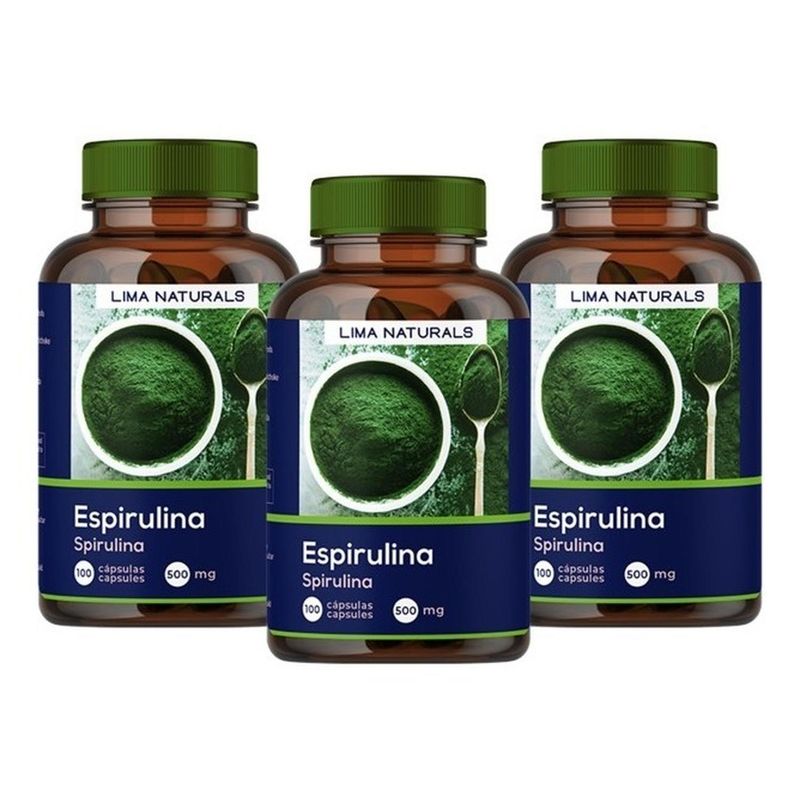 LIMA NATURALS - Pack 03 Frascos Espirulina Lima Naturals 100 Capsulas