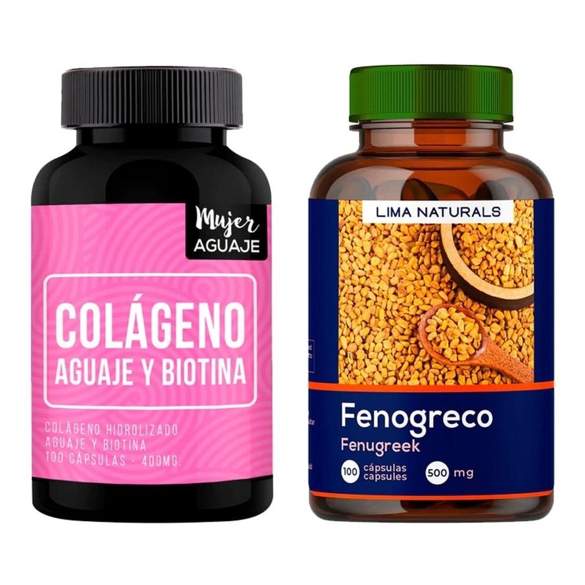LIMA NATURALS - Colágeno Aguaje & Biotina Cápsulas + Fenogreco Cápsulas Lima Naturals