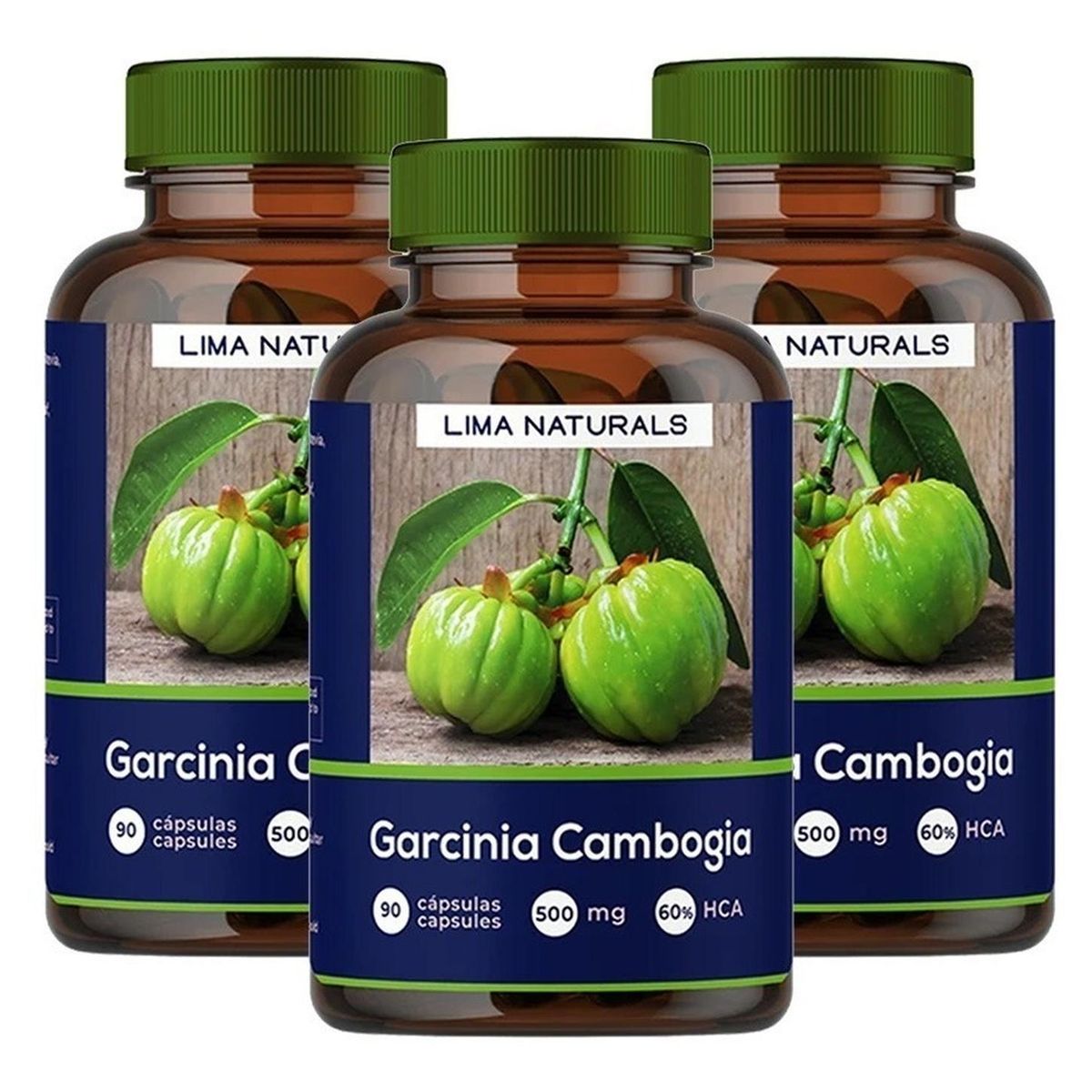LIMA NATURALS - Pack 03 Frascos Garcinia 90 Capsulas Lima Naturals