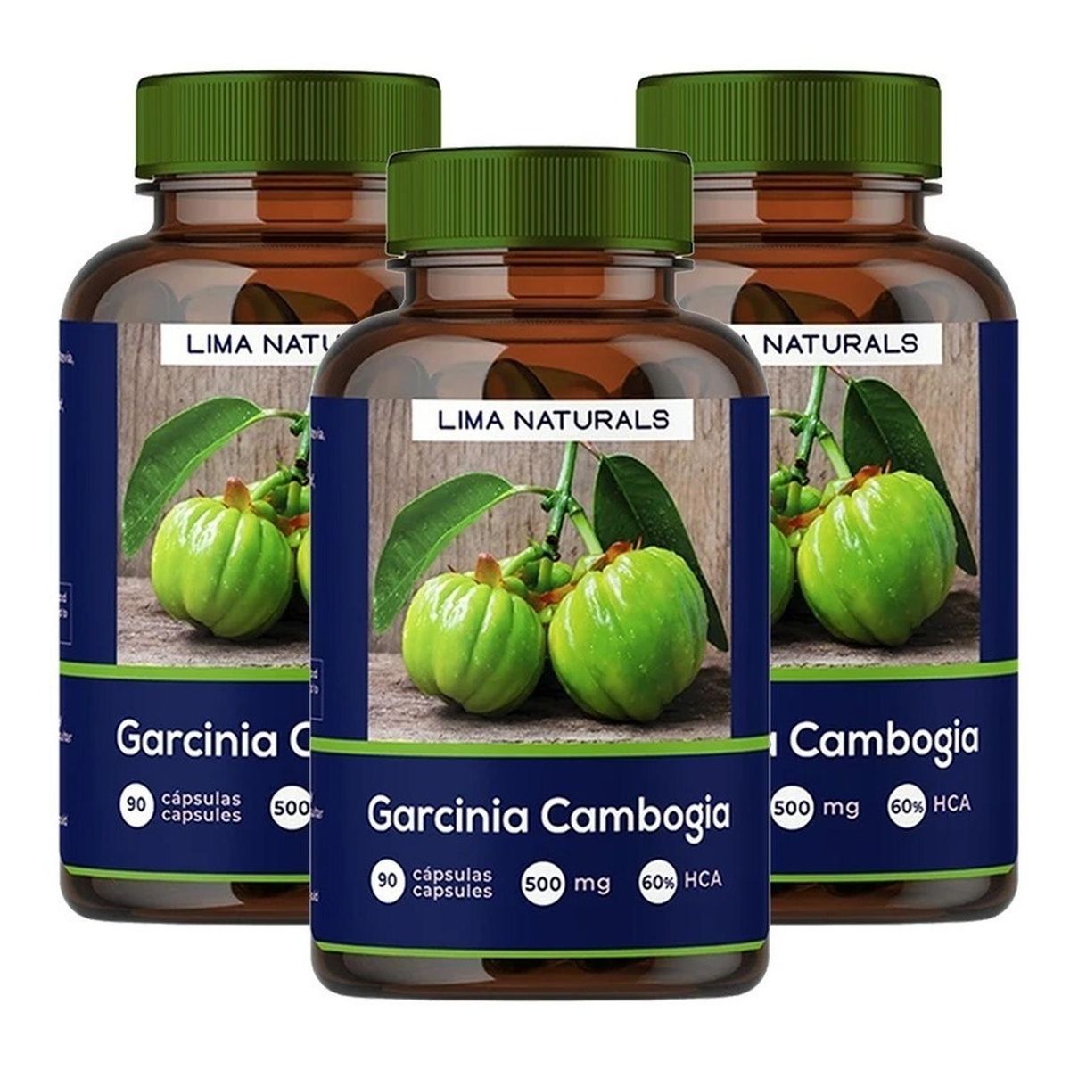 LIMA NATURALS - Pack 03 Frascos Garcinia 90 Capsulas Lima Naturals