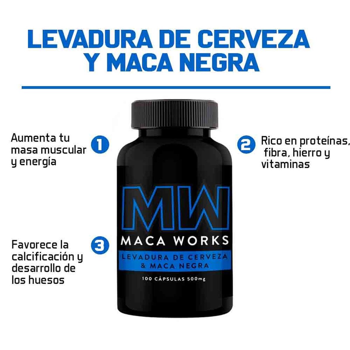 MACA WORKS - Pack 03 Frascos Levadura de Cerveza & Maca Negra Maca Works 100 Capsulas