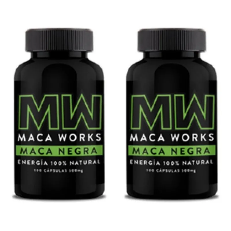 MACA WORKS - Pack 02 Frascos Maca Negra Maca Works 100 Capsulas