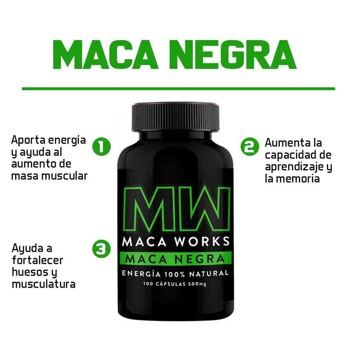 MACA WORKS - Pack 02 Frascos Maca Negra Maca Works 100 Capsulas