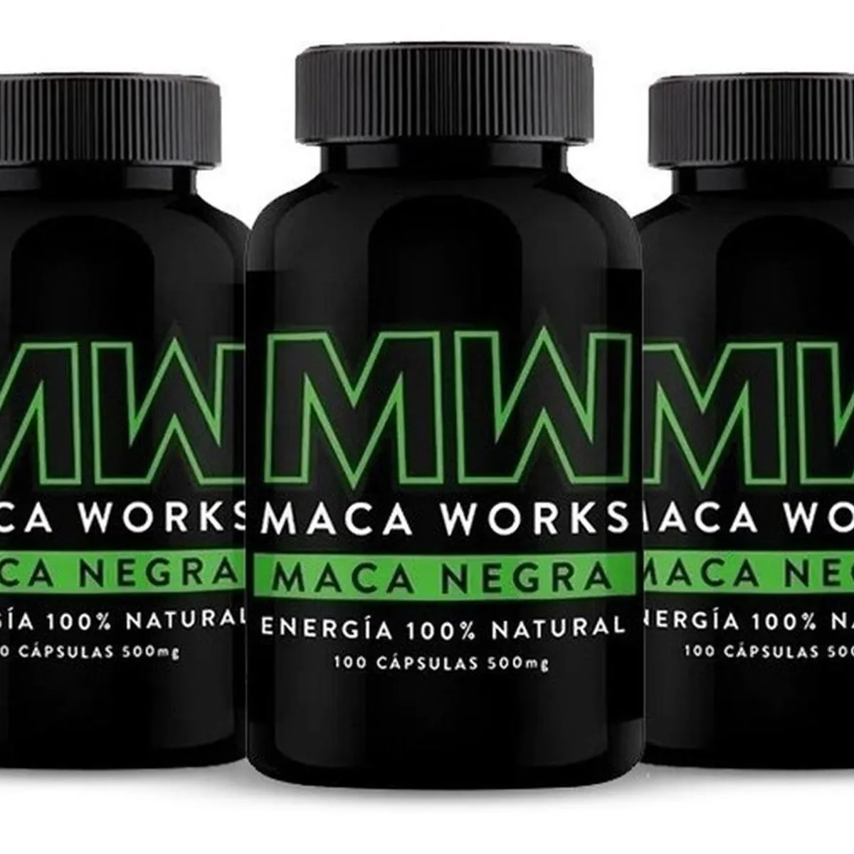 MACA WORKS - Pack 03 Frascos Maca Negra Maca Works 100 Capsulas