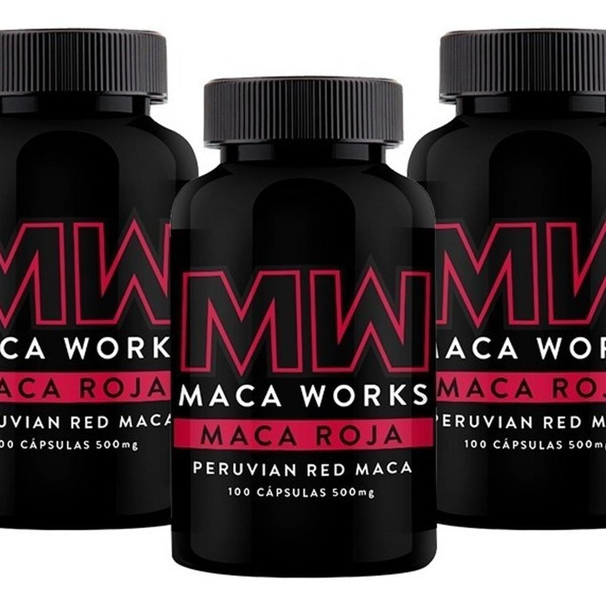 MACA WORKS - Pack 03 Frascos Maca Roja Maca Works 100 Capsulas