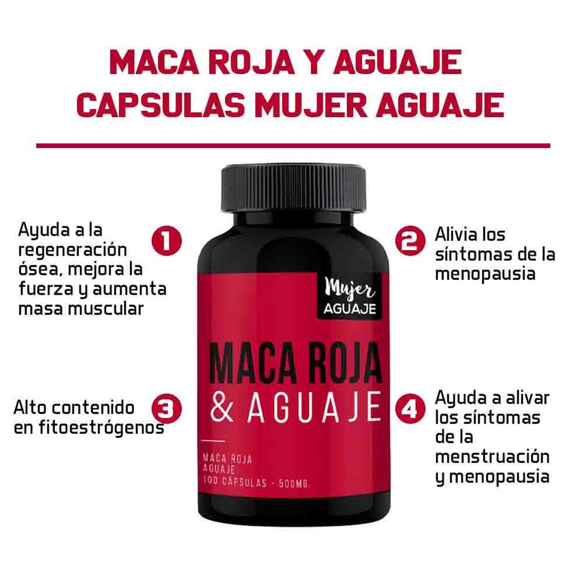 MUJER AGUAJE - 01 Frasco Maca Roja & Aguaje Mujer Aguaje 100 Capsulas