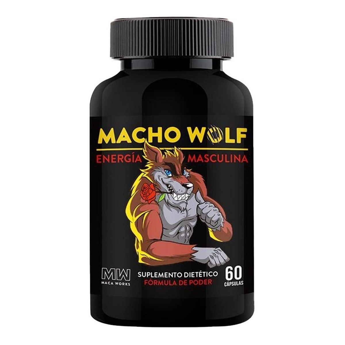 MACA WORKS - 01 Frasco Macho Wolf Maca Works 60 Capsulas