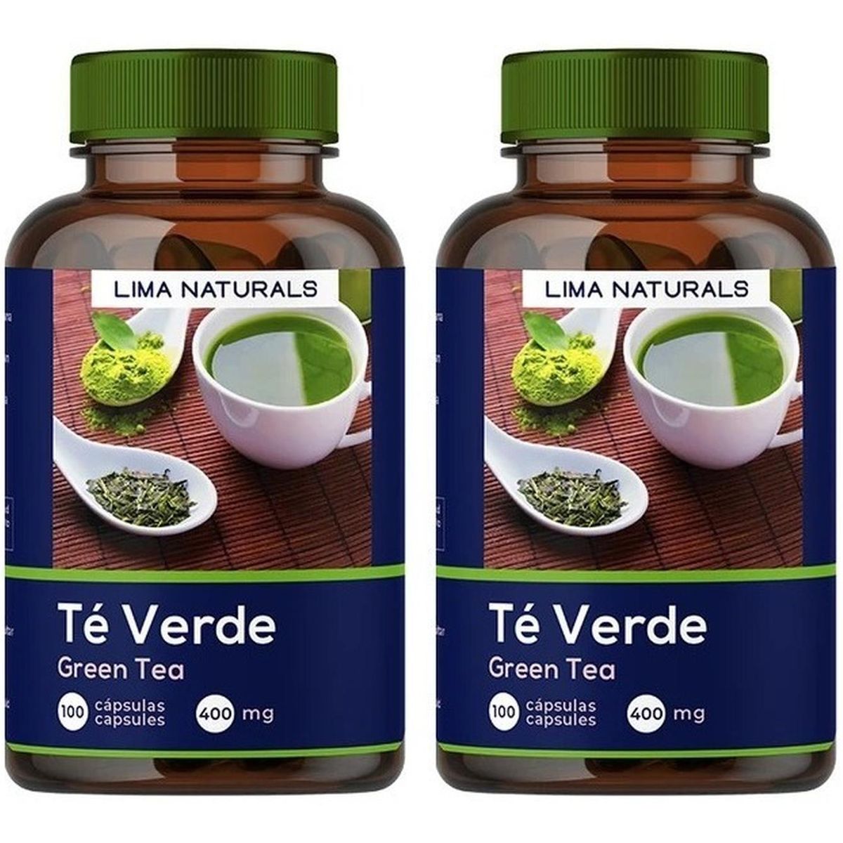 LIMA NATURALS - Pack 02 Frascos Te Verde Lima Naturals 100 Capsulas