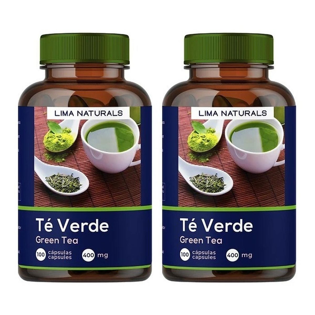 LIMA NATURALS - Pack 02 Frascos Te Verde Lima Naturals 100 Capsulas