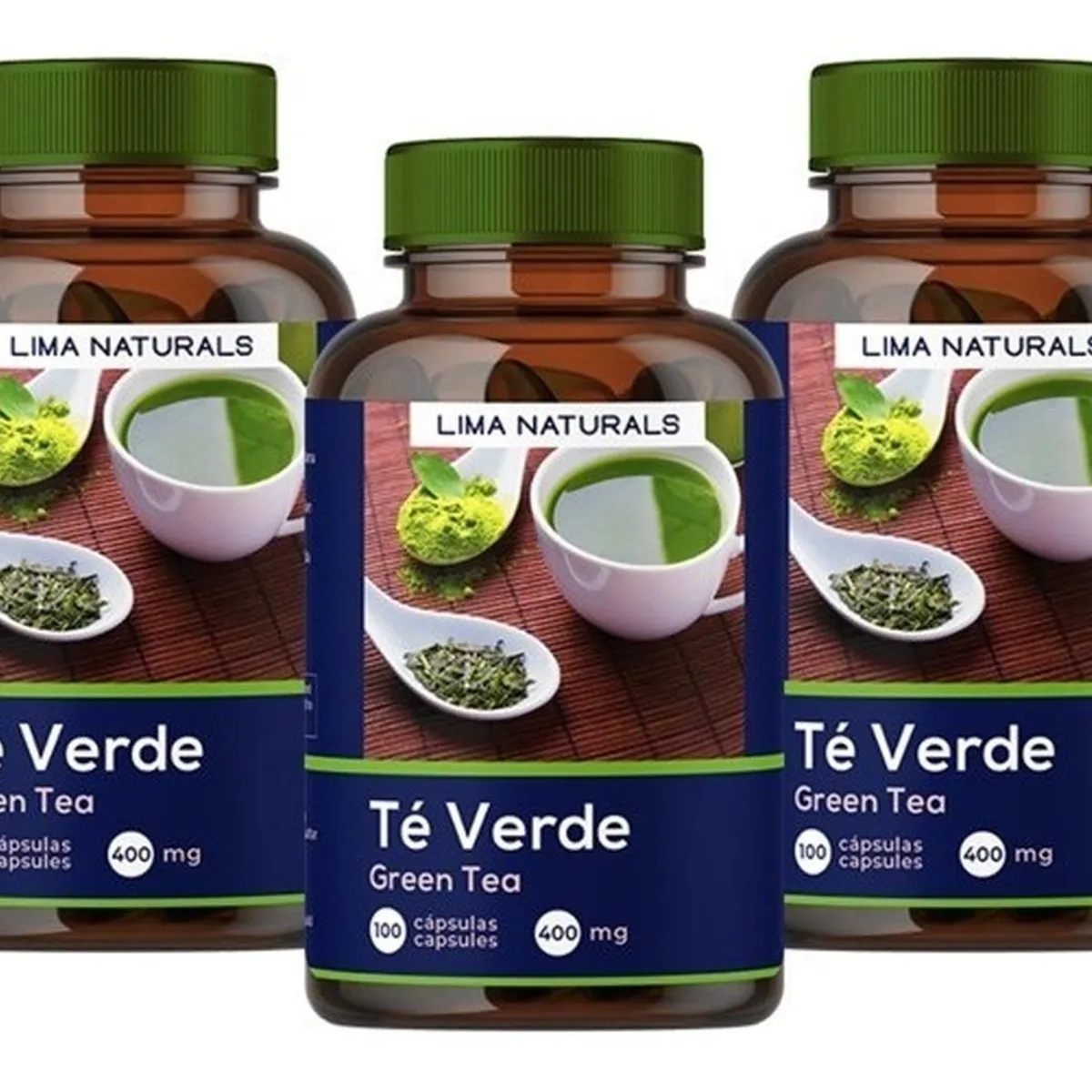 LIMA NATURALS - Pack 03 Frascos Te Verde Lima Naturals 100 Capsulas