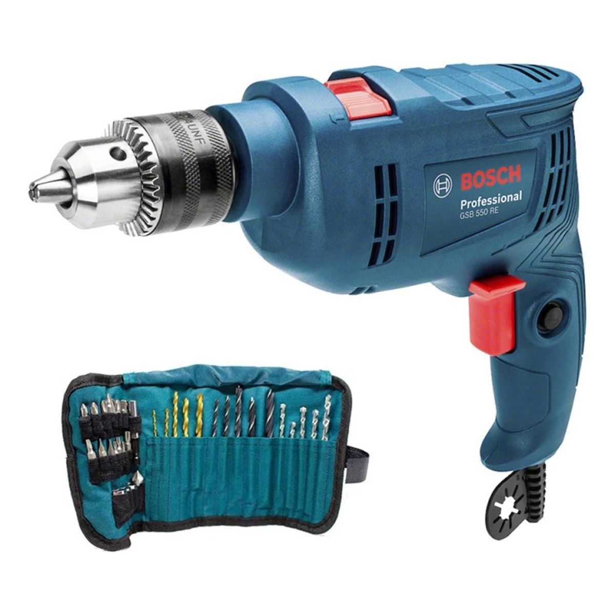 BOSCH - Taladro Percutor 550w + Set De Accs. 34 Pzs Bosch Gsb 550 Re