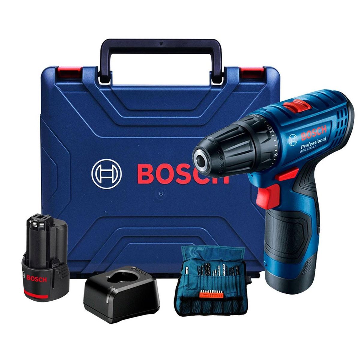 BOSCH - Taladro Atornillador 12V 3/8" 2.0AH 30 Nm +Set 23 Pzs 0601.9G8.0E2-000