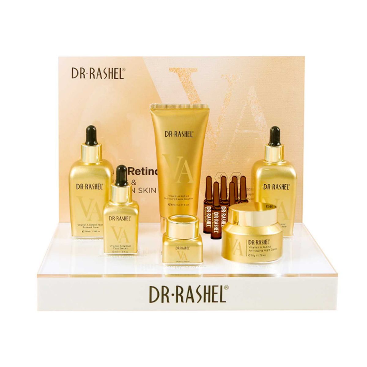 GENERICO - SET DE CUIDADO FACIAL RETINOL - VITAMINA A - DR RASHEL - 12 PIEZAS.