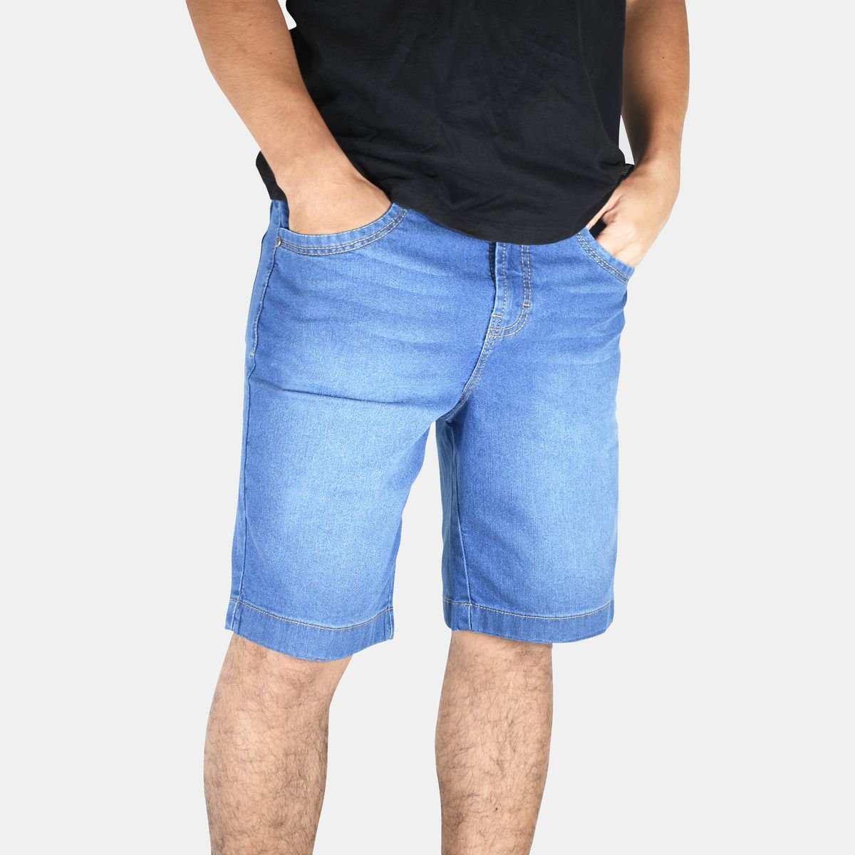 YONISTERS CLOTHING - Denim Short Semipitillo Stretch Yonisters Clothing Celeste