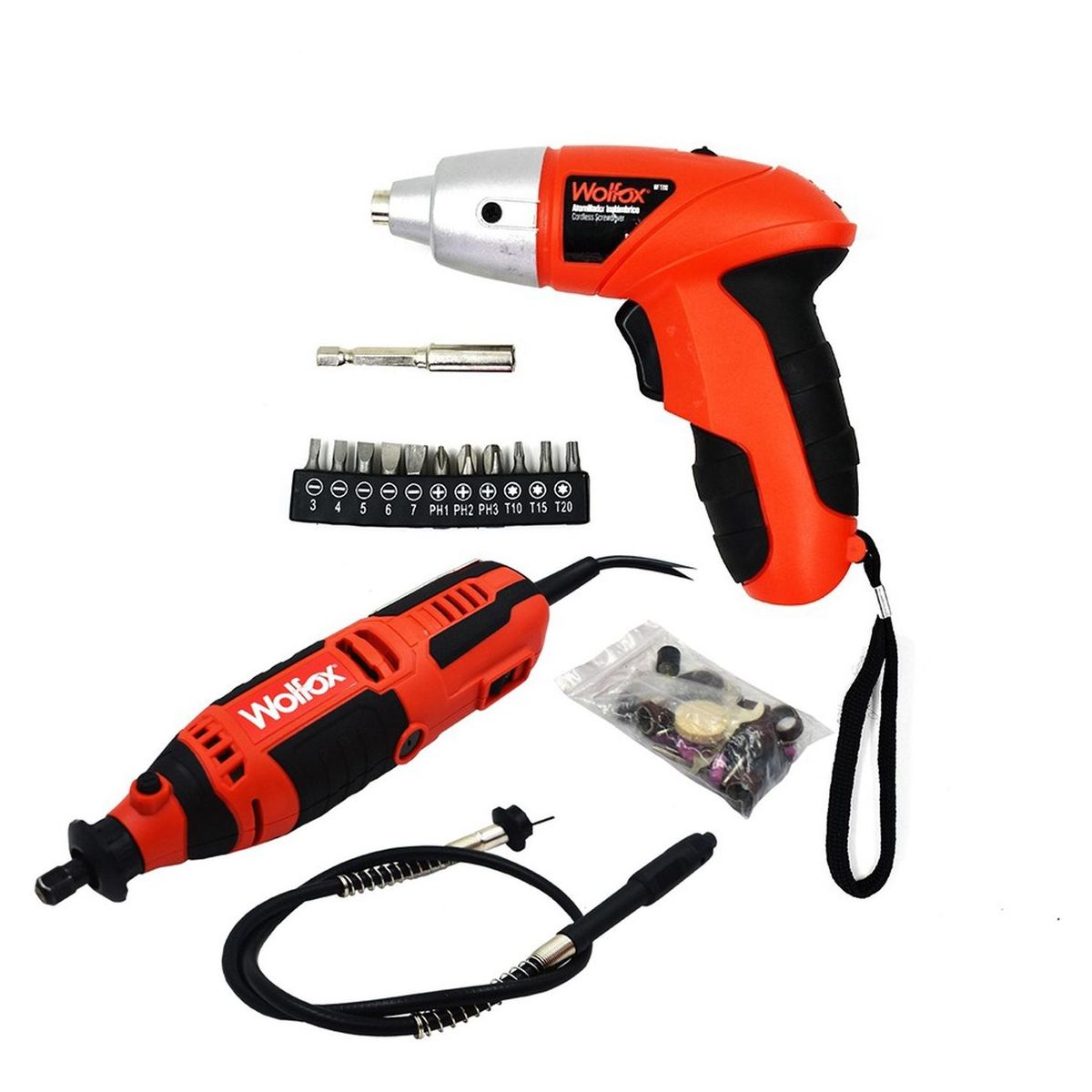 WOLFOX - Multiherramienta 1/8" 135W + Atornillador 1/4" 4.8 V Wolfox WF1396-K1